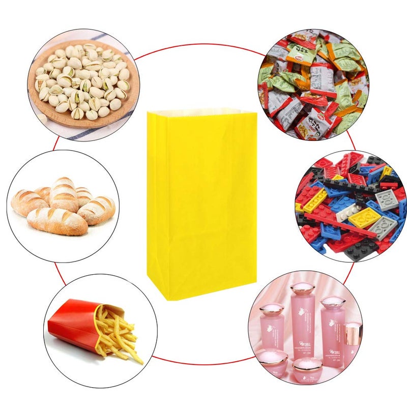 KEYYOOMY حقائب ورقية صغيرة صفراء من KEYYOOMY - حقائب هدايا حفلات صفراء - حقيبة غداء ورقية (24 قطعة، 3.5 × 2.4 × 7.1 إنش) - Image 4